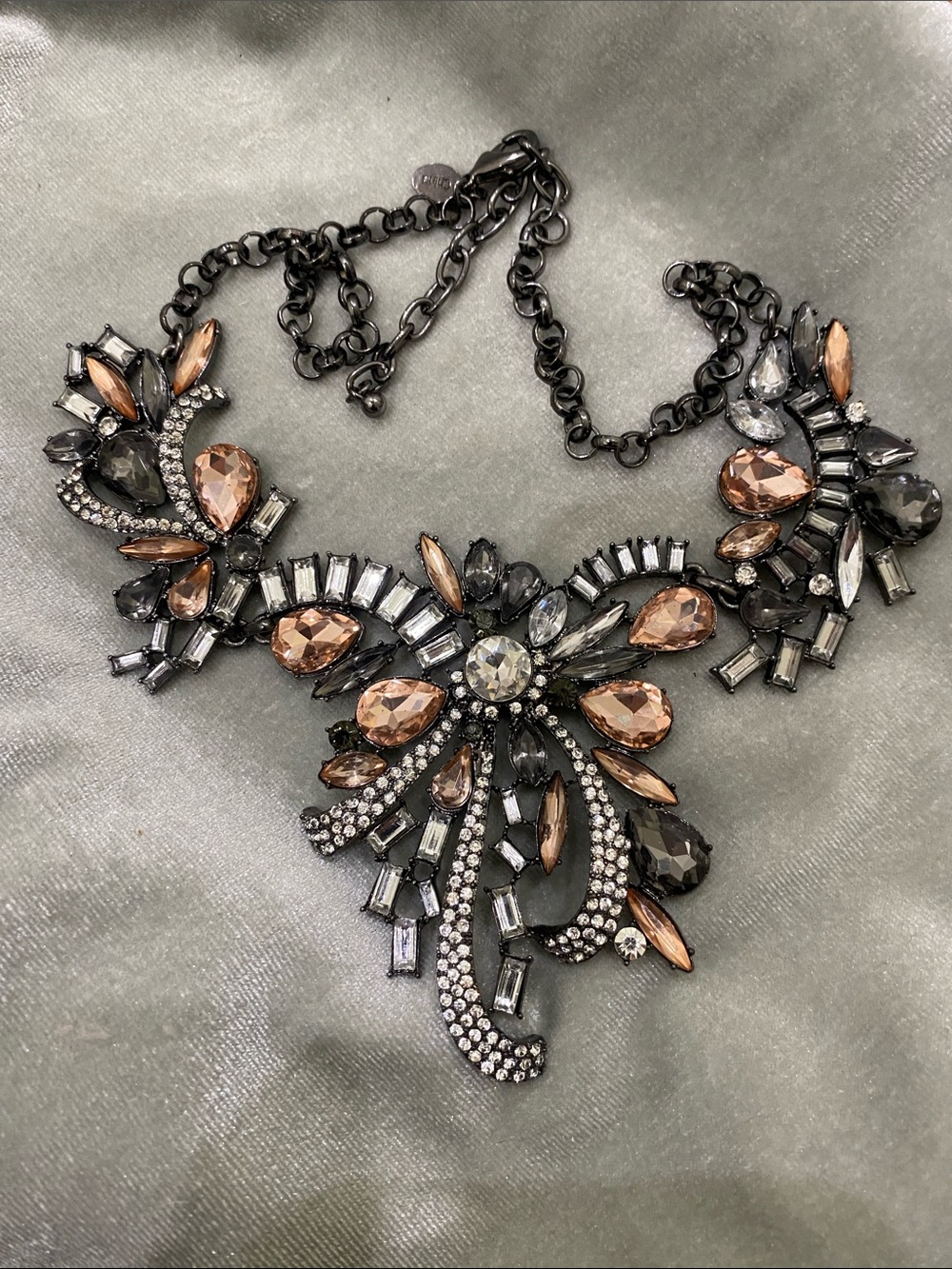 Joan Rivers Champagne and Smoke Crystal Statement Necklace